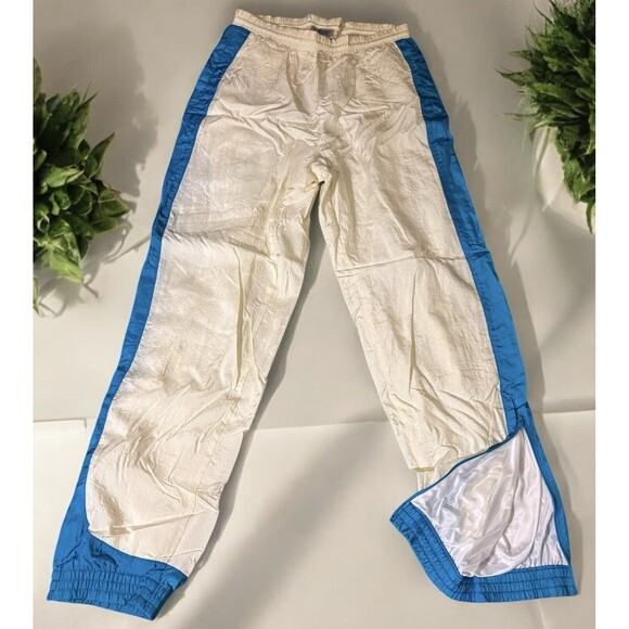 Vtg 90s Y2k sportswear Nylon Blue Track Sweatpants Color block white blue S - Picture 1 of 13